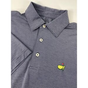 Masters Tech Shirt Polo Men Small Blue Stripe Golf Augusta National Logo Stretch